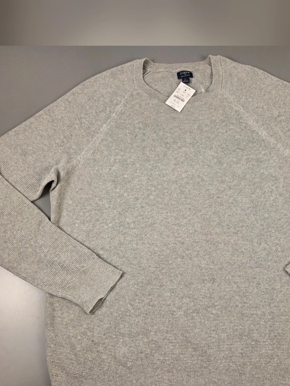 NWT J. Crew Men’s‎ Cotton seed-stitch crewneck sweater Large GRAY